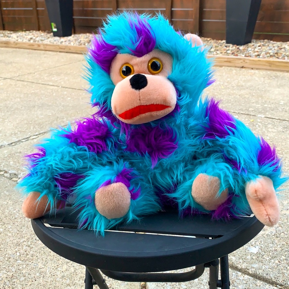 Seriously Creepy Blue & Purple Gorilla Plush Toy